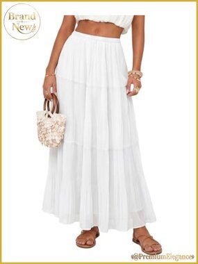 Chiffon Maxi Skirt High Waisted Pleated Flowy A-Line Long Skirt